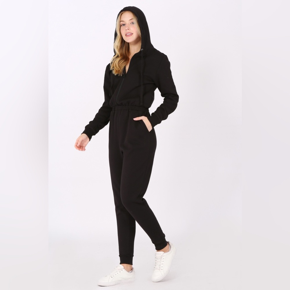 NEW! TERRY ONESIE FLEECED JUMPSUIT WITH HOODIE AND FUNCTIONAL ZIPPER